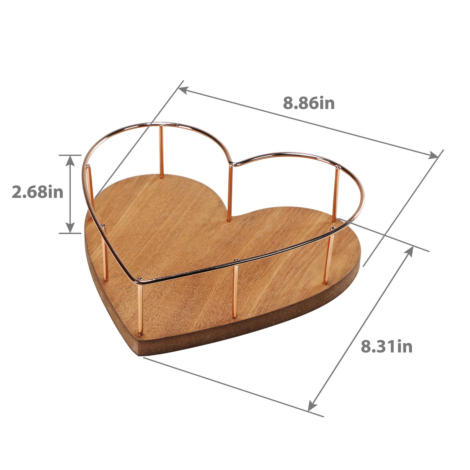 6 Pack: 9" Heart Shaped Tray with Wooden Base